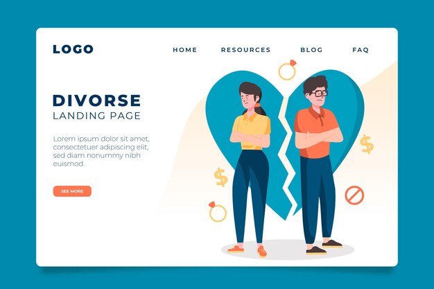 Página de inicio del concepto de divorcio