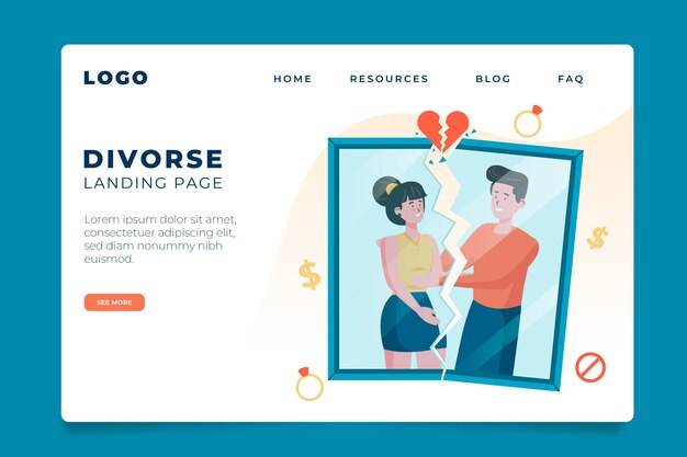 Página de inicio del concepto de divorcio