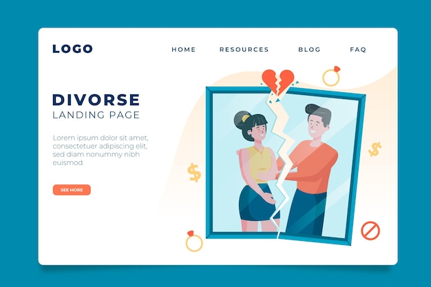 Página de inicio del concepto de divorcio