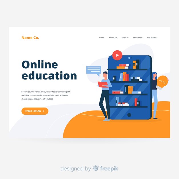 Página de inicio del concepto de educación en línea