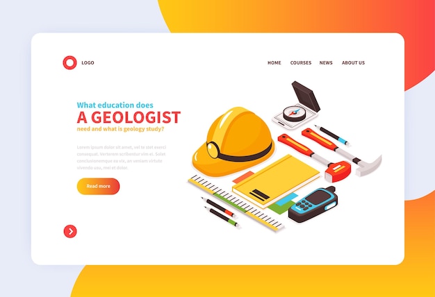 Página de inicio del concepto de geología isométrica