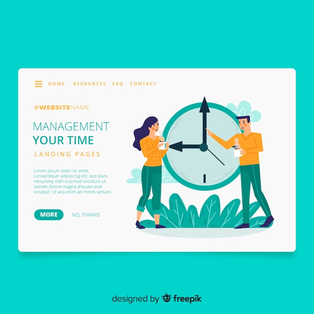 Vector gratuito página de inicio del concepto de gestión del tiempo