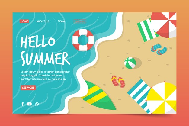 Página de inicio con el concepto hola verano