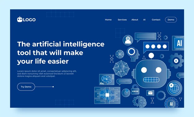 Página de inicio del concepto de inteligencia artificial