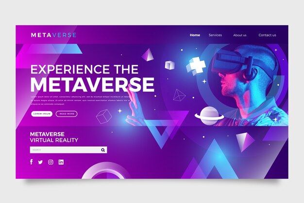 Página de inicio del concepto de metaverso degradado