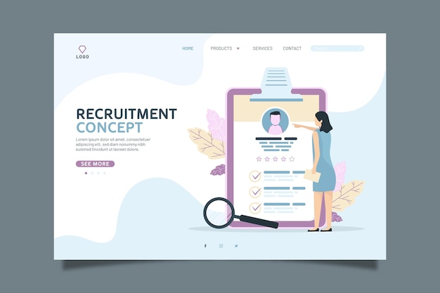 Vector gratuito página de inicio del concepto de reclutamiento