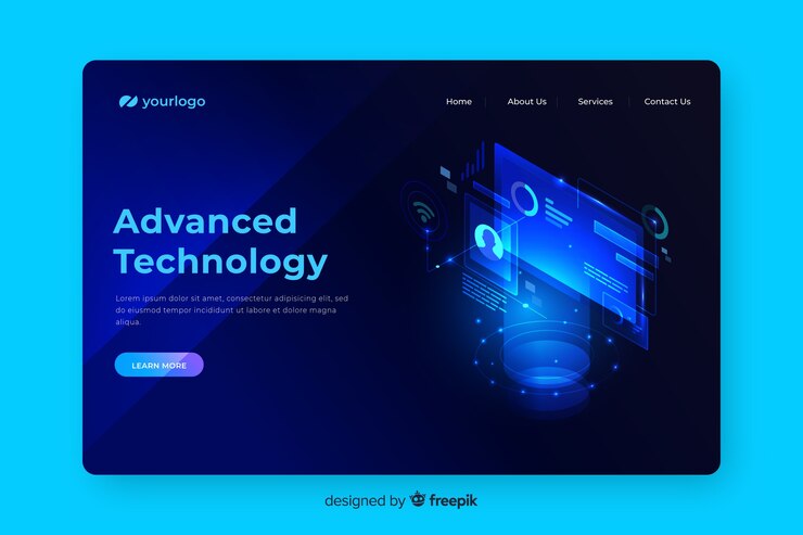 Vector gratuito página de inicio del concepto de tecnología avanzada
