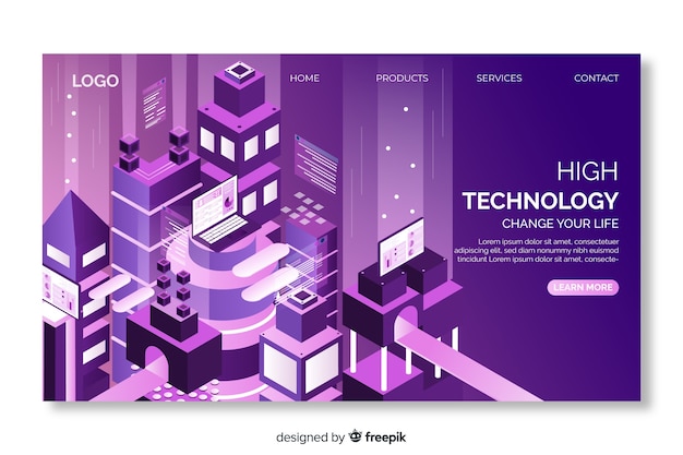 Vector gratuito página de inicio del concepto de tecnología