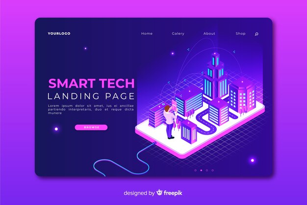 Página de inicio del concepto de tecnología