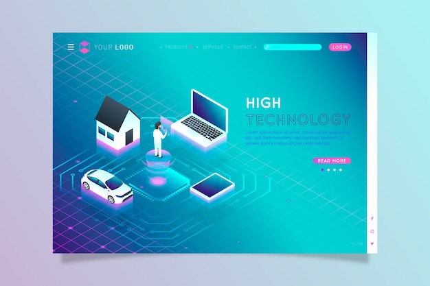 Vector gratuito página de inicio del concepto de tecnología