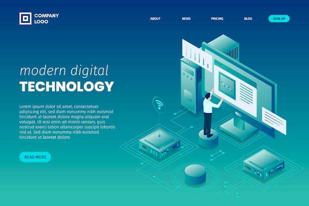 Vector gratuito página de inicio del concepto de tecnología