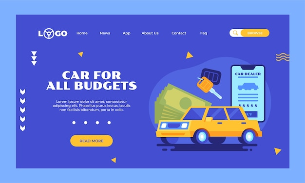 Vector gratuito página de inicio del concesionario de automóviles de diseño plano