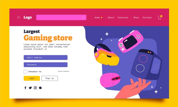 Página de inicio de configuración de juegos dibujada a mano