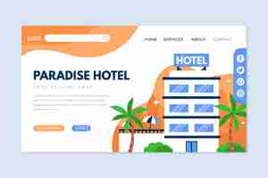 Vector gratuito página de inicio creativa del hotel con ilustración.