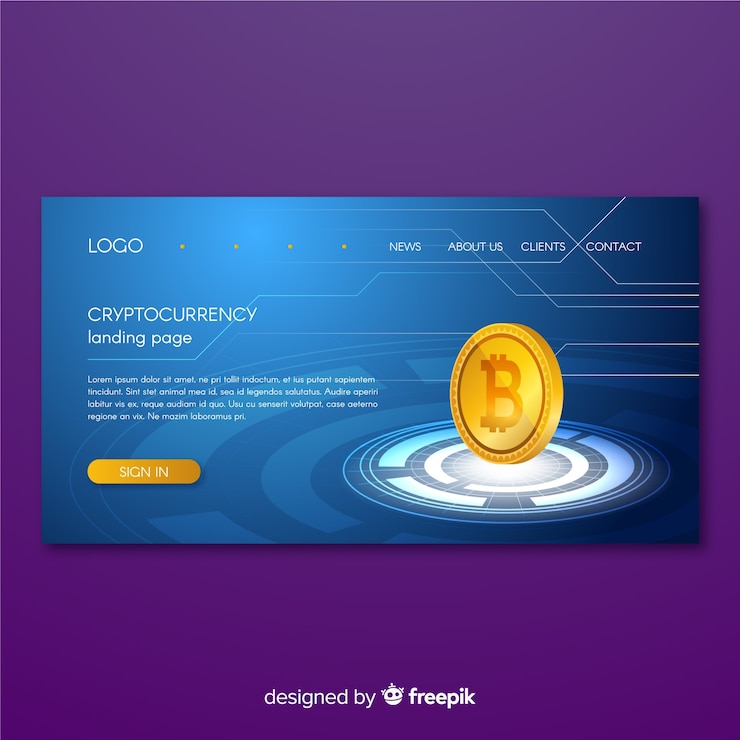 Vector gratuito página de inicio de criptomoneda
