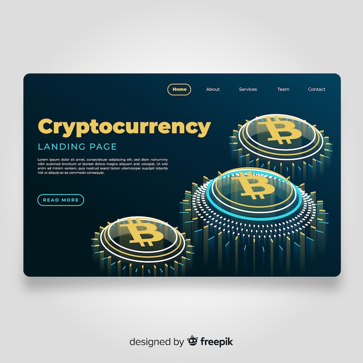 Vector gratuito página de inicio de criptomoneda
