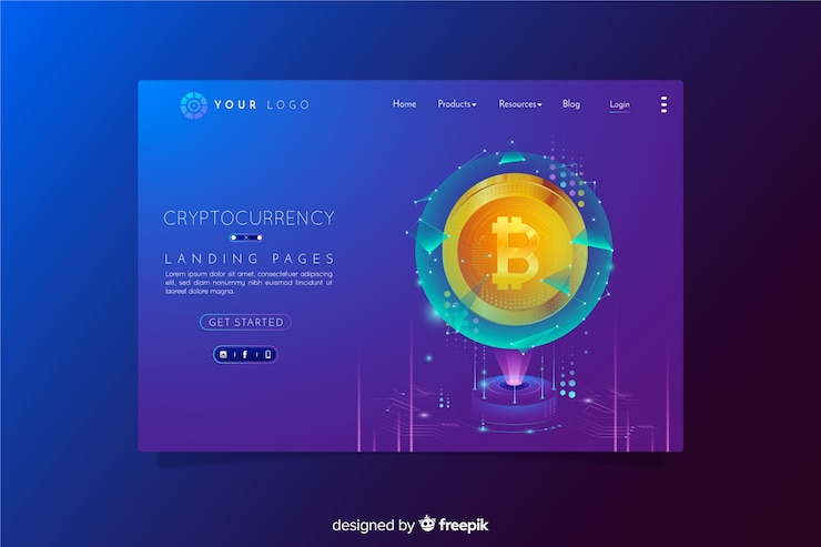 Vector gratuito página de inicio de criptomoneda