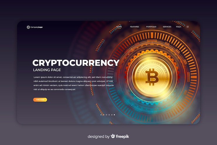 Vector gratuito página de inicio de criptomoneda