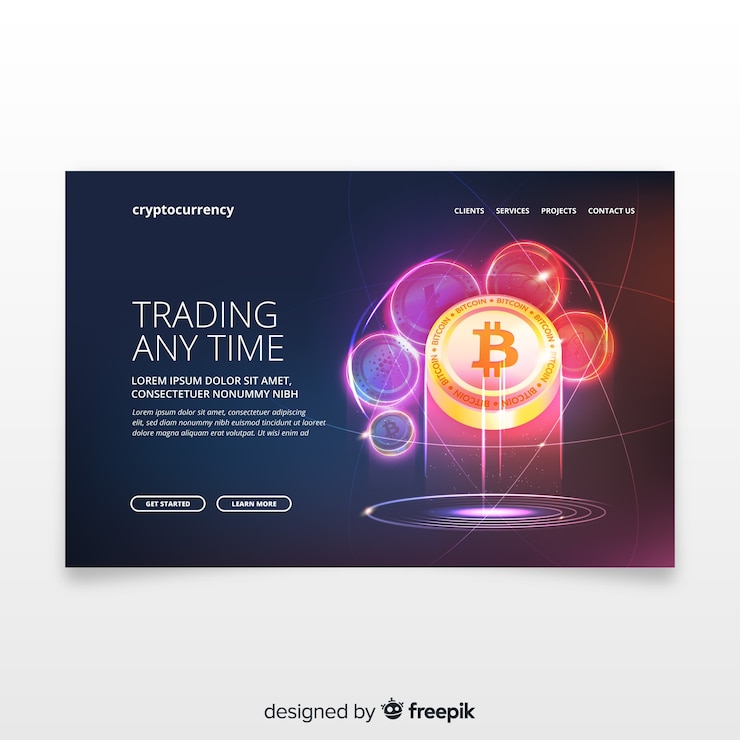 Vector gratuito página de inicio de criptomoneda