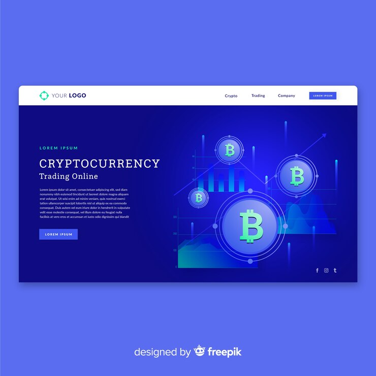 Vector gratuito página de inicio de criptomoneda