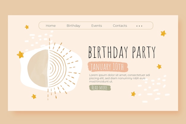 Página de inicio de cumpleaños de acuarela boho