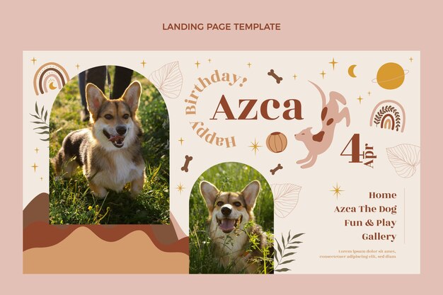 Página de inicio de cumpleaños boho dibujada a mano