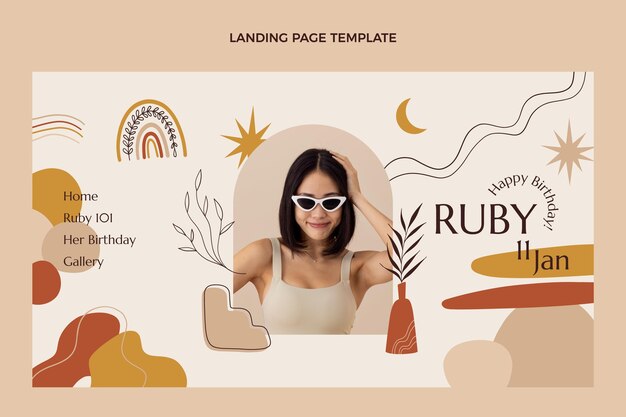 Página de inicio de cumpleaños boho dibujada a mano