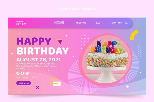Página de inicio de cumpleaños colorido degradado