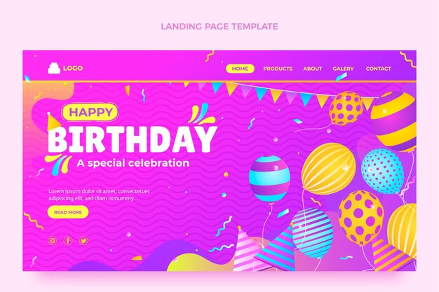 Página de inicio de cumpleaños colorido degradado