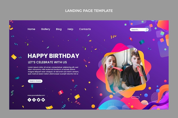 Página de inicio de cumpleaños colorido degradado