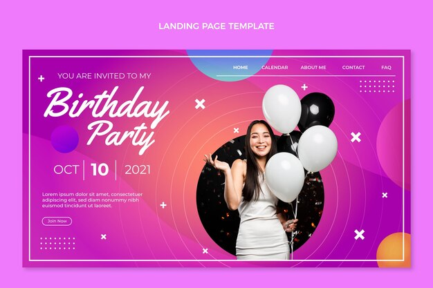 Página de inicio de cumpleaños colorido degradado
