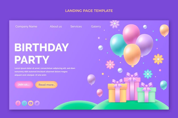 Vector gratuito página de inicio de cumpleaños colorido degradado