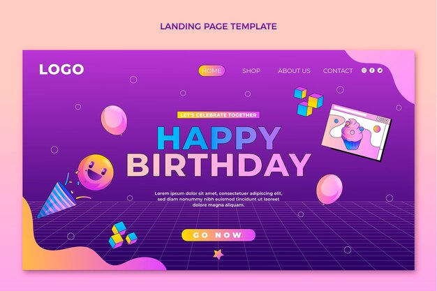 Página de inicio de cumpleaños degradado retro vaporwave