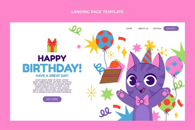 Página de inicio de cumpleaños dibujada a mano