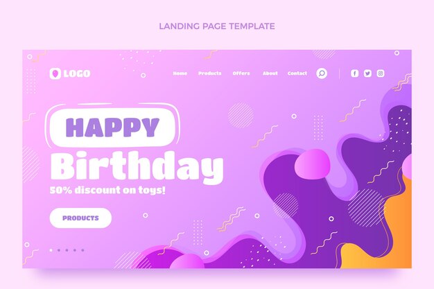 Página de inicio de cumpleaños dinámica degradada