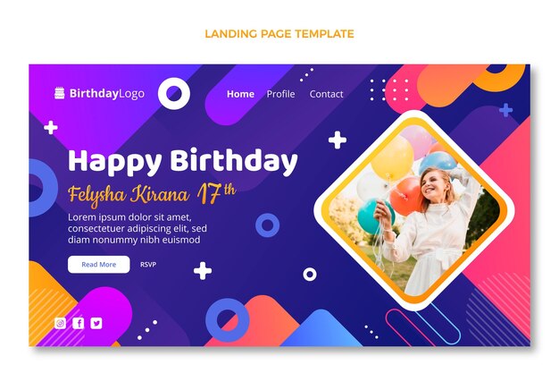 Página de inicio de cumpleaños geométrica degradada