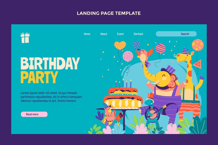 Vector gratuito página de inicio de cumpleaños infantil dibujada a mano