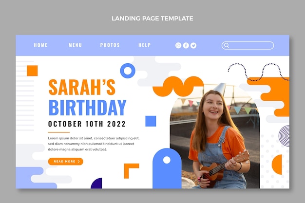 Vector gratuito página de inicio de cumpleaños mínima de diseño plano