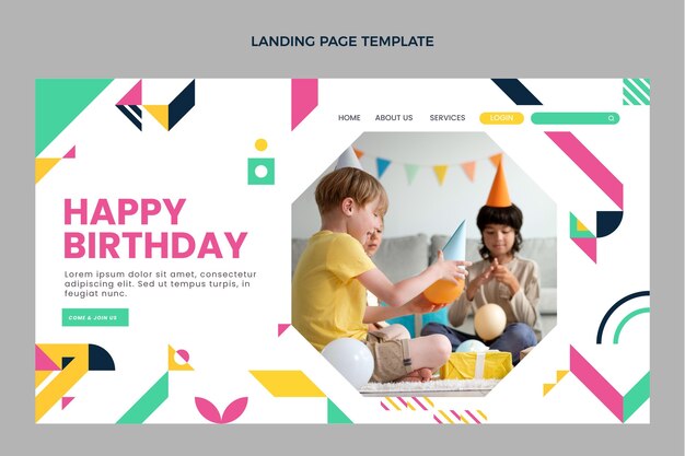 Página de inicio de cumpleaños de mosaico de diseño plano