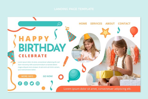 Página de inicio de cumpleaños de mosaico de diseño plano