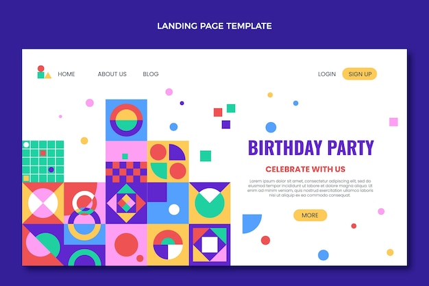 Página de inicio de cumpleaños de mosaico de diseño plano