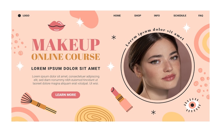 Vector gratuito página de inicio del curso en línea de maquillaje
