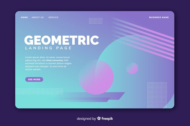 Página de inicio de degradado con formas geométricas