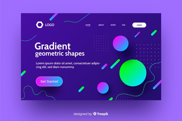 Página de inicio de degradado con formas geométricas