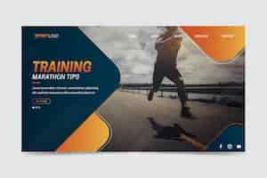 Vector gratuito página de inicio de deporte con foto de entrenamiento de hombre