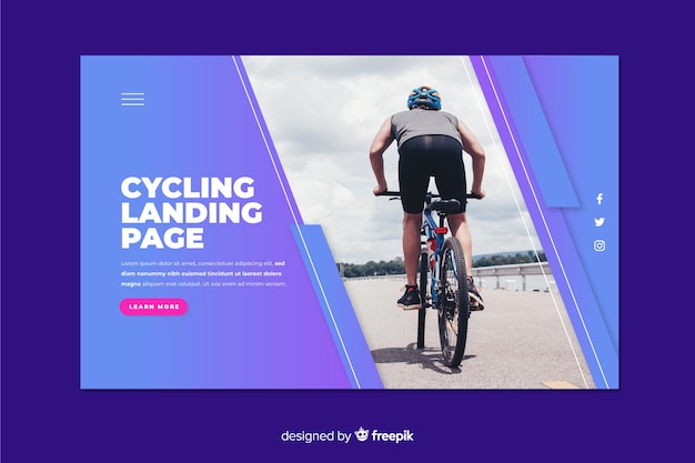 Vector gratuito página de inicio deportiva con ciclismo