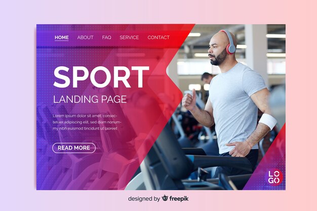 Página de inicio deportiva con foto