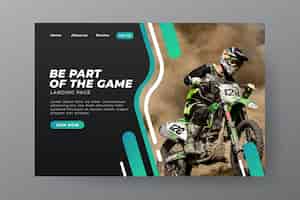 Vector gratuito página de inicio deportiva con foto