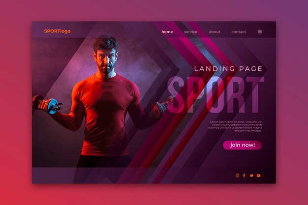 Página de inicio deportiva con foto