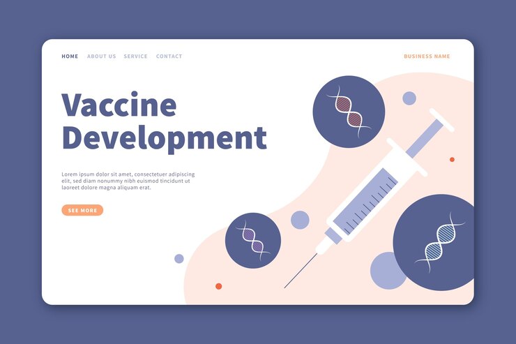 Vector gratuito página de inicio de desarrollo de vacunas